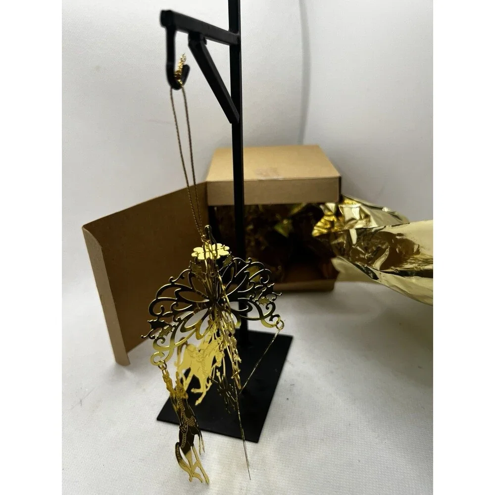 Vintage  Gold Electroplated Dimensional horse Christmas Ornament horses